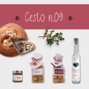 Cesto n.0 che contiene marmellata, biscotti Longobardi, Strucchi, Sliwovitz di cabia